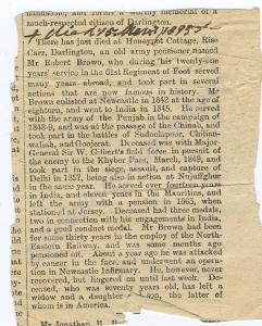 1893 Obituary of 1609 Private Robert Brown. 61st S
