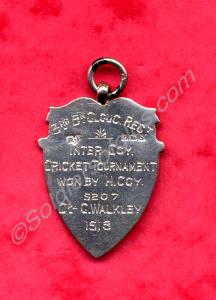 Silver Cricket Medal with the inscription "3rd Bn.