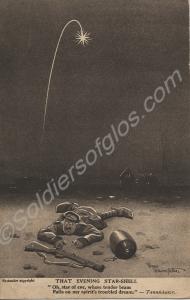 Postcard entitled 'That Evening Star-Shell". 1914.