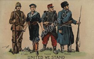 Postcard entitled 'United We Stand', and shows sol