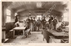 "Recreation Hall, somewhere in France". Postcard f