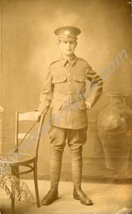 Standing portrait of a young soldier of the Glouce