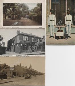 Three postcards of English views. One of Indian Po