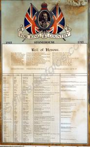 Roll of Honour for Stonehouse, 1915.