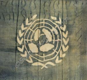 Flag of the United Nations. Blue silk with a white