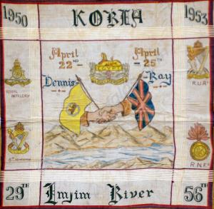 Handkerchief painted by Dennis Ray to commemorate