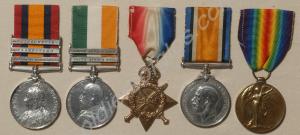 Group of five medals; Queen's South Africa Medal w
