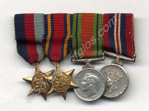 Group of four miniature medals; 1939-1945 Star, Bu
