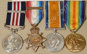Group of four medals; Military Medal with bar, 191