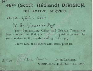 Record card from the 48th (South Midland) Division