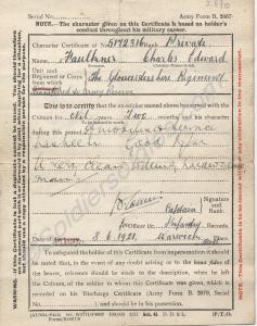 Character certificate on discharge of 9737/5172316