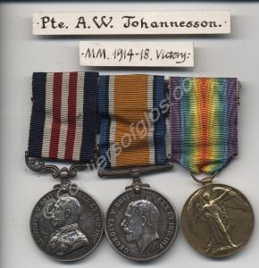 Group of three medals; Military Medal, British War