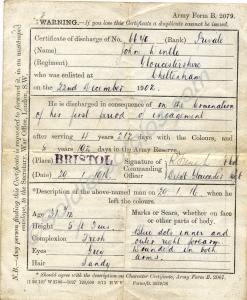 Certificate of Discharge.  6670 Private John Wintl