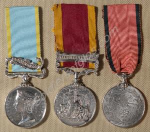 Group of three medals; Crimea Medal with clasp for