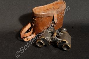 Pair of binoculars and leather case with the initi