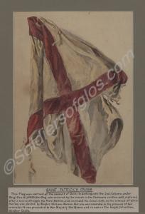 Framed watercolour of St Patrick's Cross flag carr