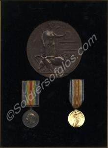 Group of two medals and bronze memorial plaque; Br
