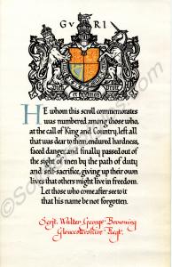 Honour scroll to 8001 Sergeant Walter George Brown
