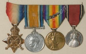 Group of four medals; 1914-1915 Star, British War