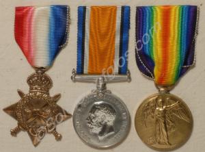 Group of three medals; 1914-1915 Star, British War
