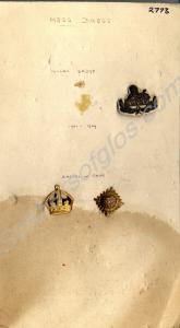 Card mounted with mess dress collar badge and badg