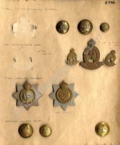 Card mounted with badges of Royal Gloucestershire