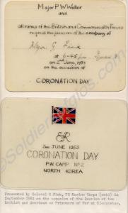 Coronation Day invitation cards presented to Major