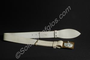 White belt with front badge buckle. As worn by the