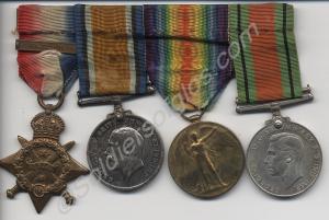 Group of four medals; 1914 Star, British War Medal