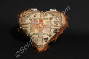 Fringed heart-shaped pin cushion with Regimental C