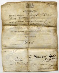 Certificate for Course of Instruction in Nursing,