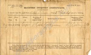 Mounted Infantry Certificate. 7153 Private Charles