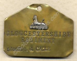Brass bed label, belonging to 5180316 Private J. C