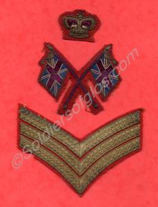 Rank insignia belonging to 668 Colour Sergeant E.