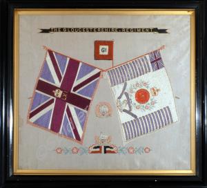 Silk embroidered colours of 2nd Battalion, The Glo