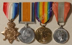Group of four medals; 1914 Star, British War Medal