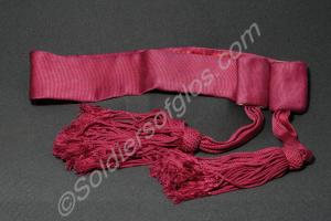 Officer's crimson waist sash. Worn by Major E.G.H.