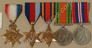 Group of five medals; 1914-1915 Star, 1939-1945 St