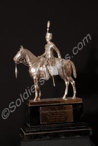 Silver statuette on plinth. Presented to Lieutenan