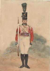 Watercolour copy of a print depicting Sergeant Cos