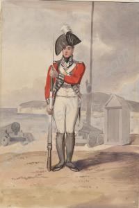 Watercolour copy of a print depicting 'Fix bayonet