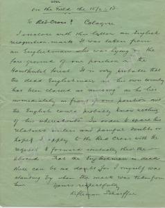 Letter in English to the Red Cross in Cologne from