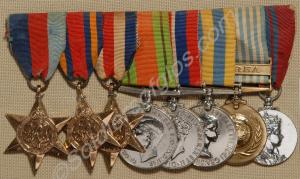 Group of eight medals; 1939-1945 Star, Burma Star,