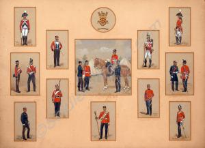 Watercolours depicting uniforms of the Royal South