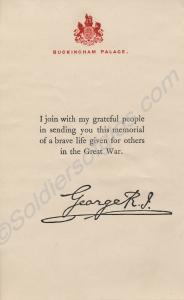 Letter of thanks from Buckingham Palace  to 3031 L