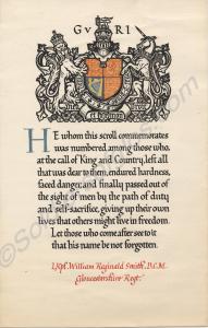 Commemorative Scroll  to 3031 Lance Corporal Willi