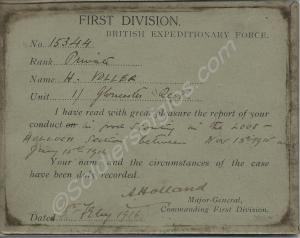 Mention in Despatches. Awarded to Pte. H. Voller o