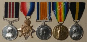 Group of five medals; Military Medal, 1914-1915 St