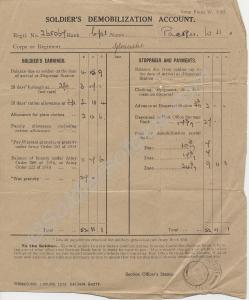 Soldier's Demobilization Account. Property of Cpl.
