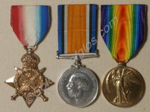 Group of three medals; 1914-1915 Star, British War